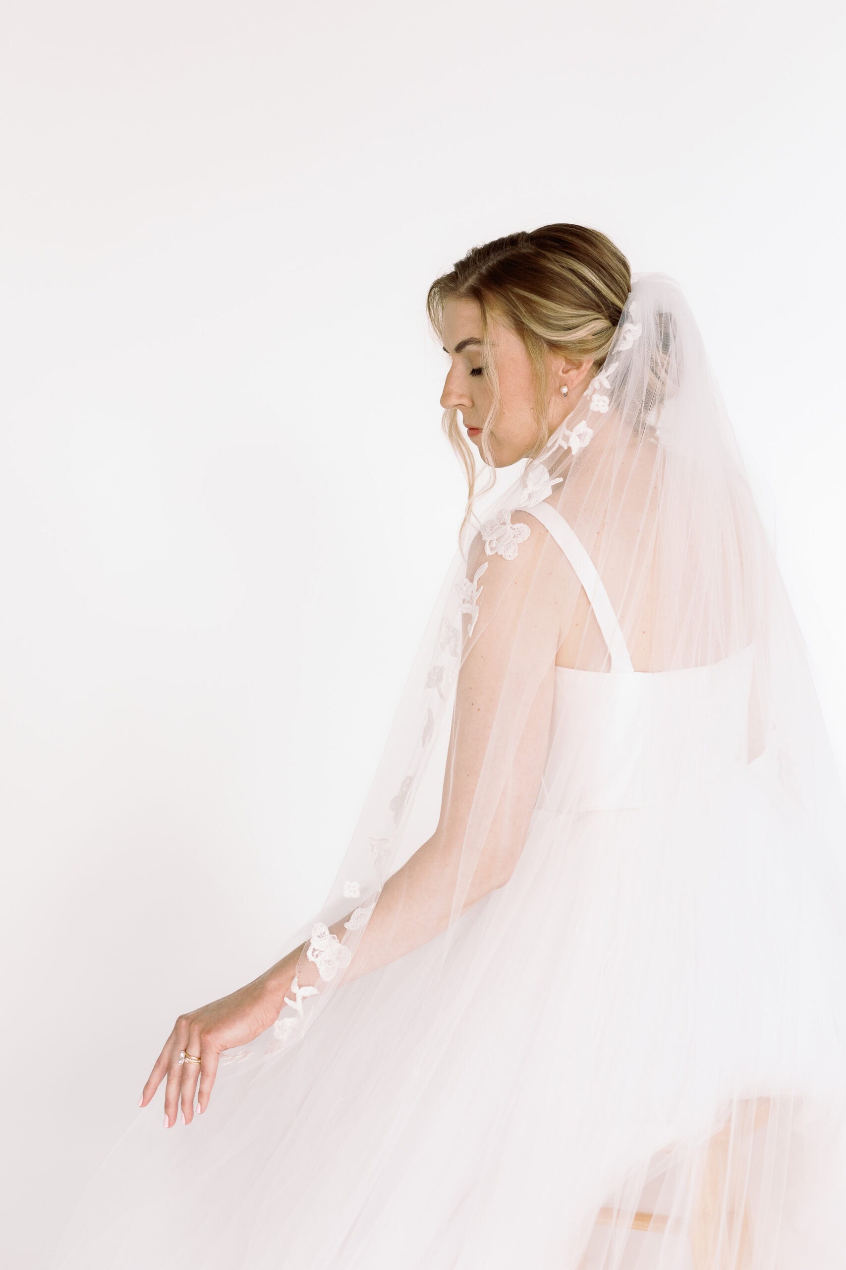 Couture Bride Ashley in Custom Sarah Kolis Gown and veil