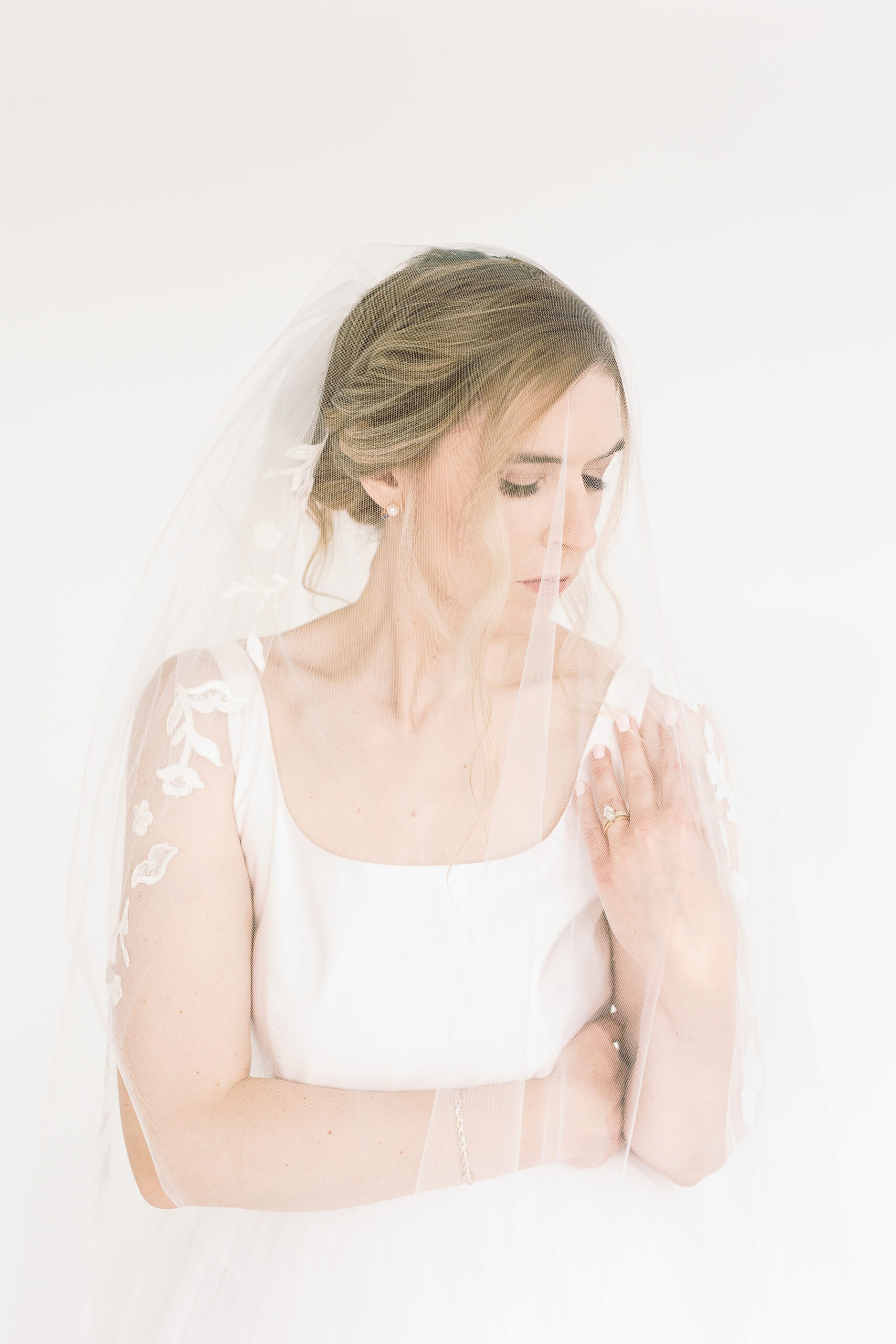Couture Bride Ashley in Custom Sarah Kolis Gown and veil