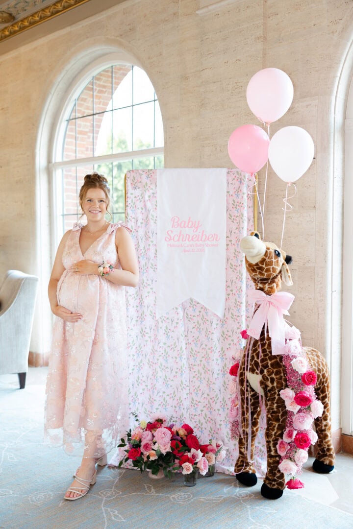 Sarah kolis throws baby shower for sister and a couture Sarah Kolis gown of course