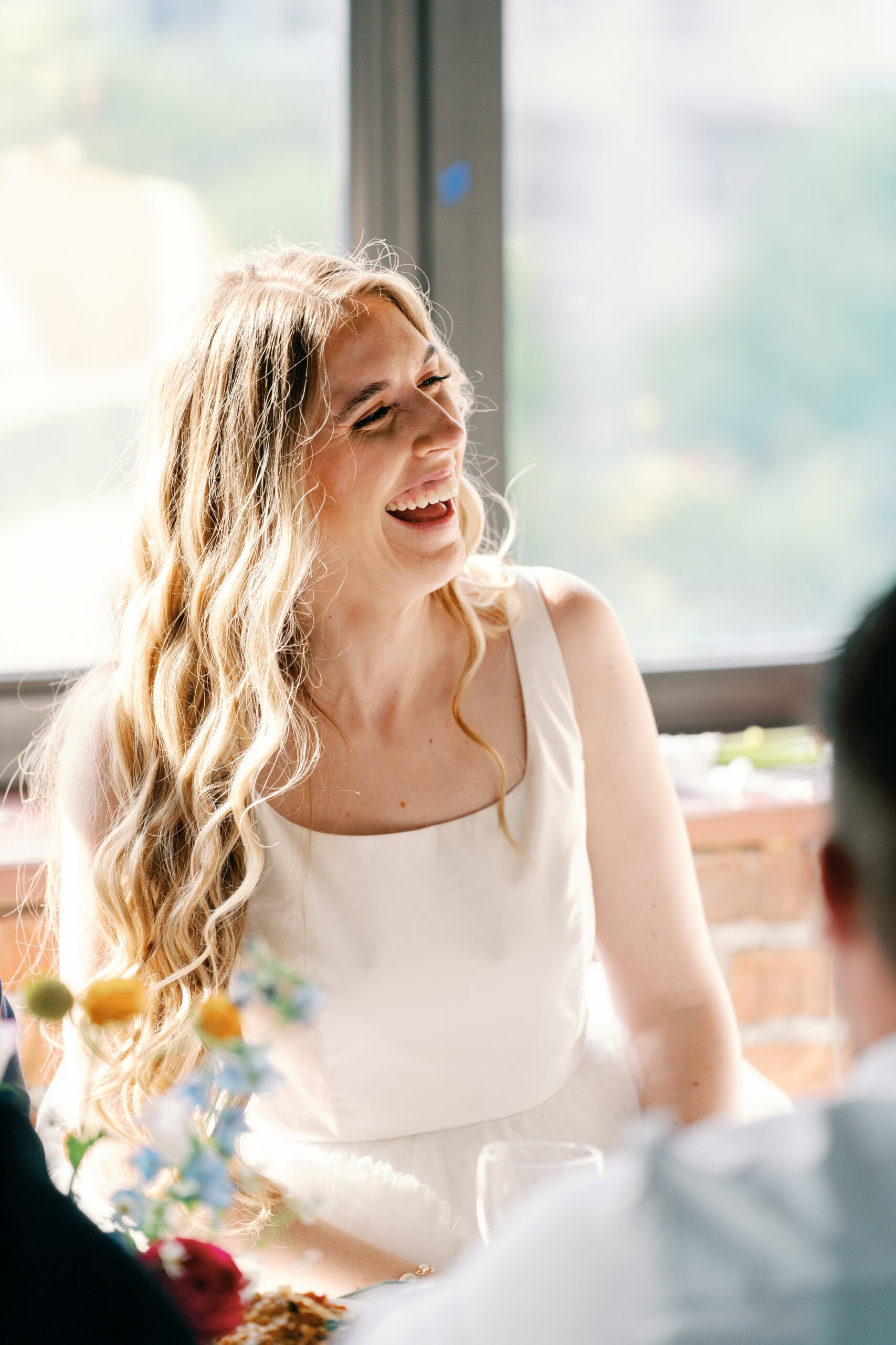 Couture Bride Ashley in Custom Sarah Kolis Gown and veil and groom 