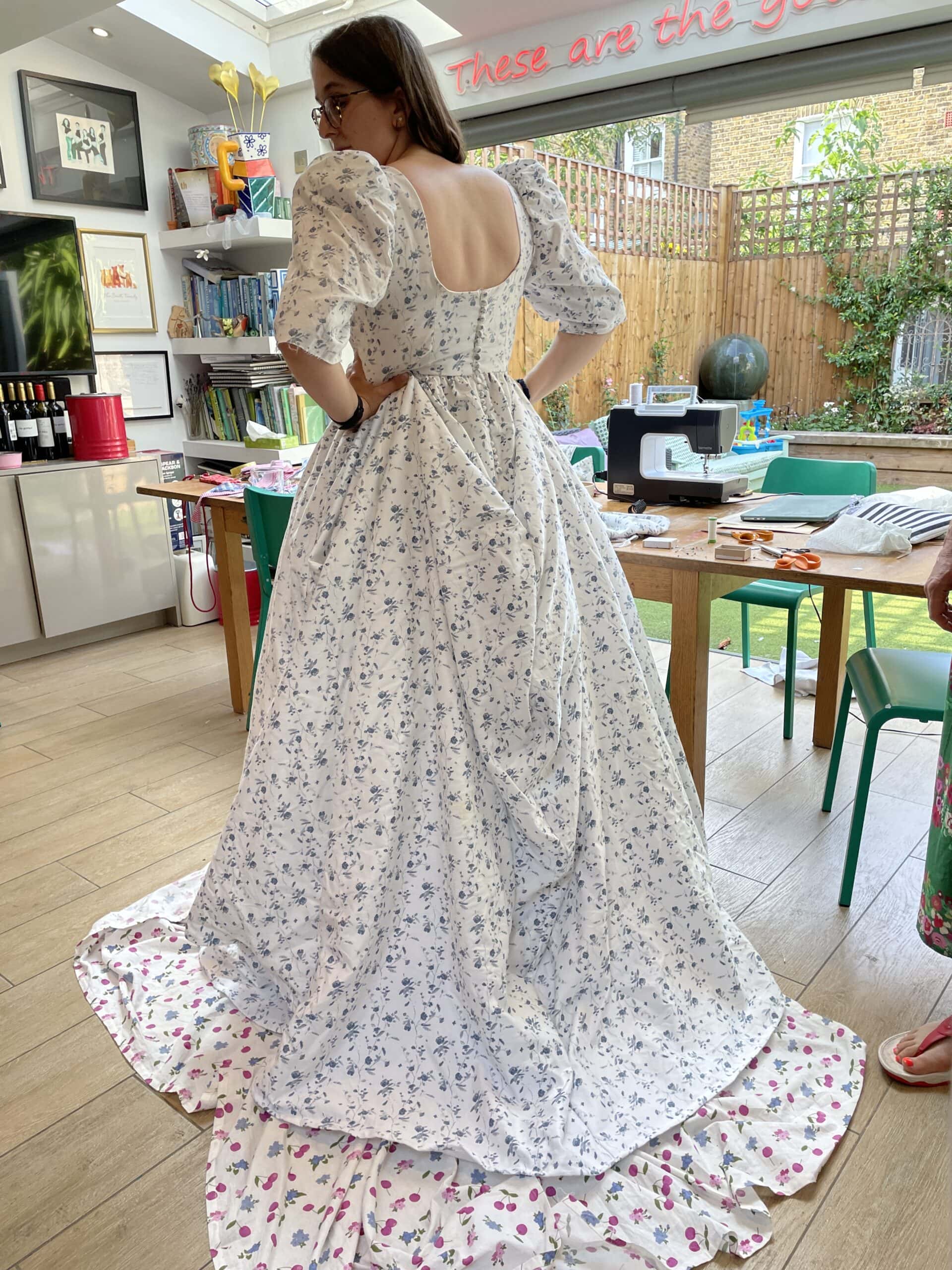 From Bedsheets to “The One”: A UK Bride’s DIY Sarah Kolis Couture Gown 25 bustle scaled