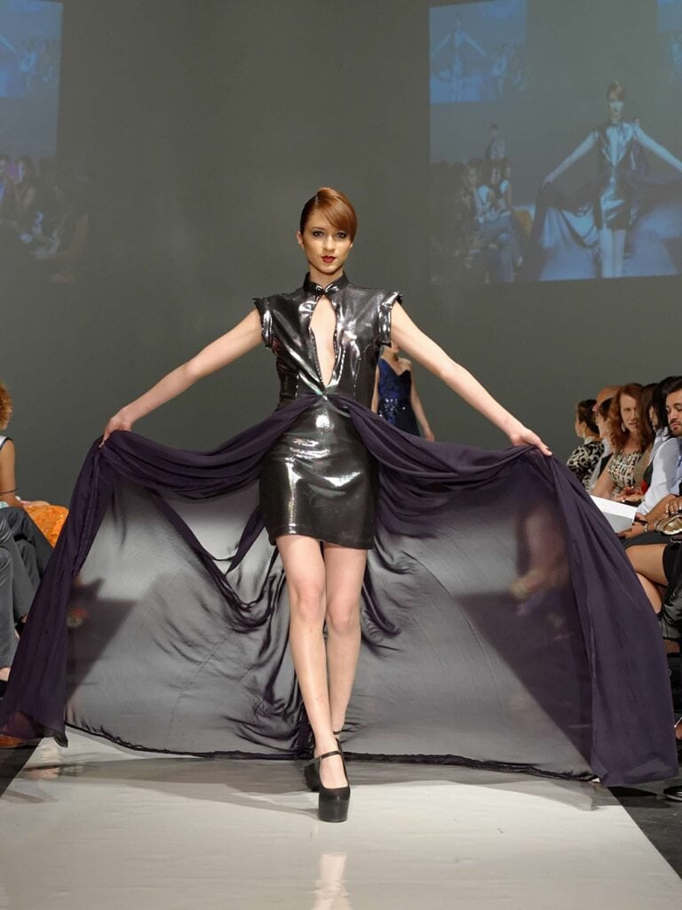 Winning the Emerging Designer Award at Fashion Week Las Vegas ;custom gown design and alterations; Sarah kolis; michigan wedding seamstress