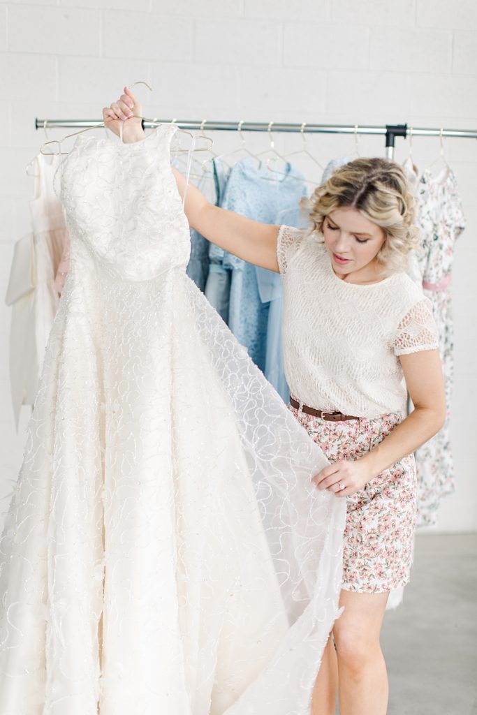 How to Store and Care for Your Wedding Dress Before the Wedding 7 custom wedding gown designer michigan detroit midwest tips for caring for your dress sarah kolis 0087 683x1024 1