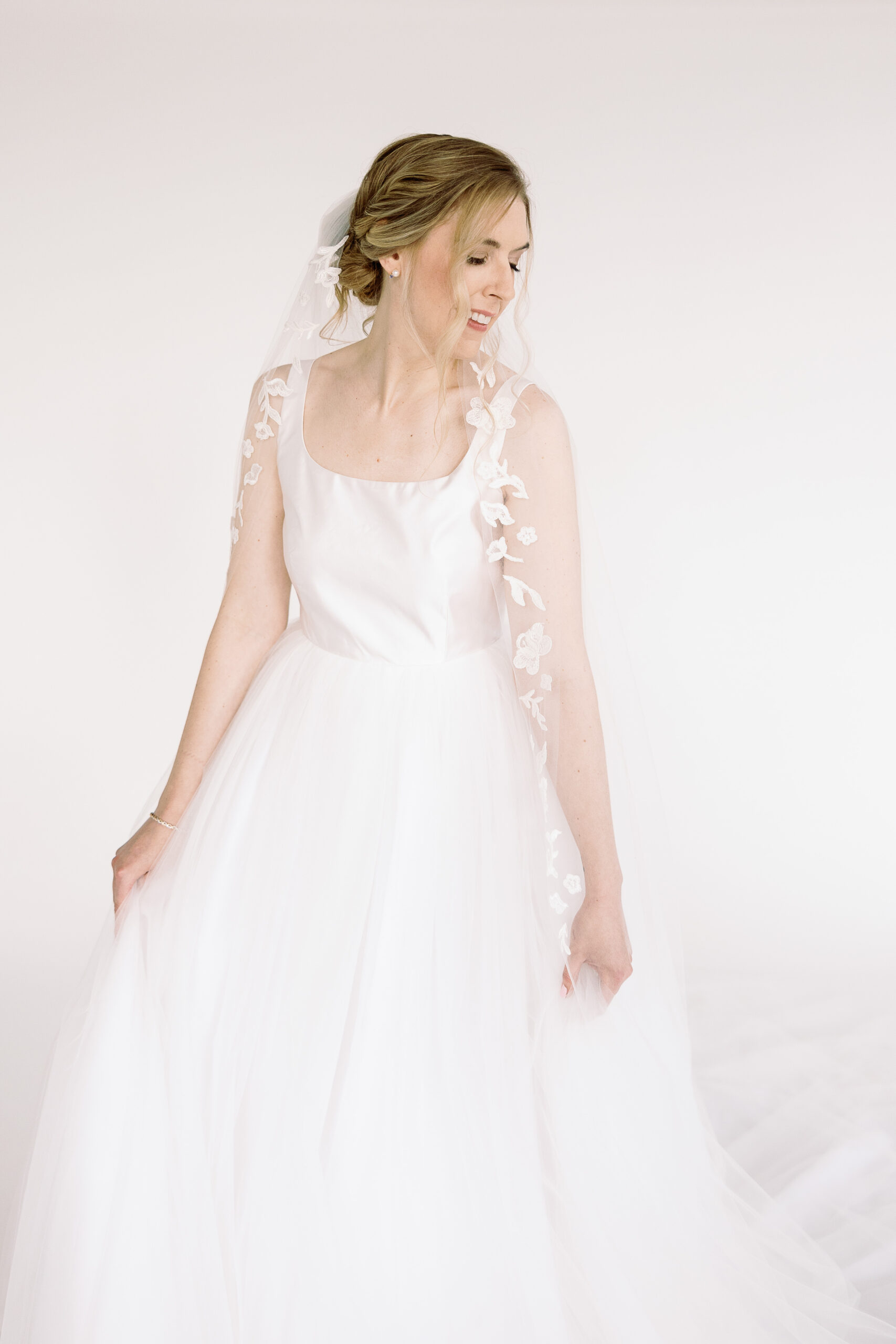 Couture Bride Ashley in Custom Sarah Kolis Gown and veil