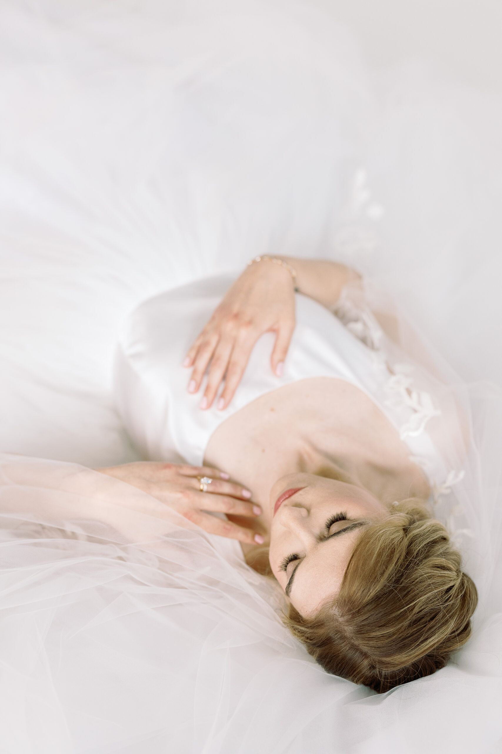 Couture Bride Ashley in Custom Sarah Kolis Gown and veil